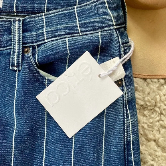 New Etica Finn Striped High Rise Straight Leg Cuffed Jeans - Picture 9 of 16